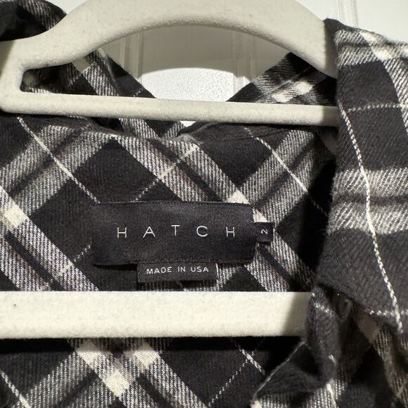 Hatch Maternity Black Plaid Flannel Shirt Size Medium - Picture 5 of 7